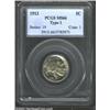 Image 1 : 1913 5C Type One MS66 PCGS. Iridescent lime-green, gold, and violet patina. A lustrous and well stru