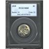 Image 1 : 1919 5C MS65 PCGS. Luminous apricot patina dominates, with wisps of tan-gold color along the upper o