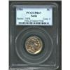 Image 1 : 1936 5C Type One--Satin Finish PR67 PCGS. Bright golden surfaces with a dab of lilac on each side. T