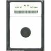 Image 1 : 1838 H10C No Drapery AU50 ANACS. The obverse has deep gray patina, while the reverse has luminous go