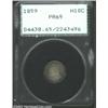 Image 1 : 1859 H10C PR65 PCGS. Deeply and originally toned in shades of rose and cobalt-blue with deeper shadi