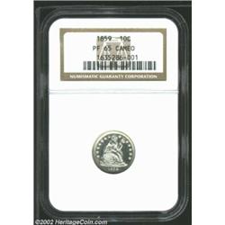 1859 10C PR65 Cameo NGC. An important issue among specimen type collectors, the 1859 is the final pr