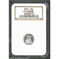 1879 10C PR67 Cameo NGC. This is a beautiful proof representative of this always-popular date in the