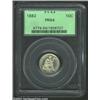 Image 1 : 1882 10C PR64 PCGS. Lightly frosted yellow-gold devices contrast mildly with pale-green fields. Ther