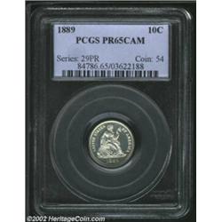 1889 10C PR65 Cameo PCGS. This boldly struck Gem is expectantly free of distracting hairlines with l