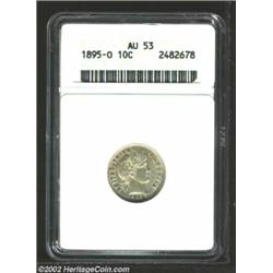 1895-O 10C AU53 ANACS. Brilliant with lots of luster in the protected areas and light gold toning ov