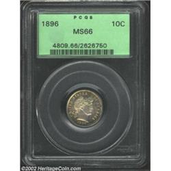 1896 10C MS66 PCGS. Repunched Date. Lawrence No. 101. Repunching on the date is most readily evident