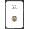 Image 1 : 1911 10C MS64 NGC. Light sea-green and rose-violet patina hugs the borders of this lustrous near-Gem
