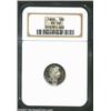 Image 1 : 1893 10C PR58 NGC. The obverse margin has deep apple-green patina, while freckles of golden-brown co