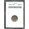 Image 1 : 1916-D 10C AG3 ANACS. Lavender and aqua patina, with charcoal color within the olive branches. The v