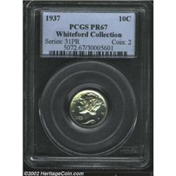 1937 10C PR67 PCGS. Ex: Whiteford Collection. A brilliant and needle-sharp Superb Gem that is pristi