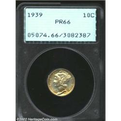 1939 10C PR66 PCGS. Superbly struck with no apparent flaws and slightly milky golden-russet toning..