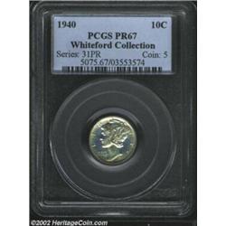 1940 10C PR67 PCGS. Ex: Whiteford Collection. Pastel green-gold and lilac colors enrich the obverse,