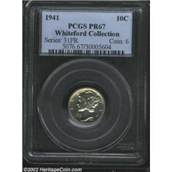 1941 10C PR67 PCGS. Ex: Whiteford Collection. The margins have only a hint of milky golden-brown col