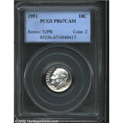 1951 10C PR67 Cameo PCGS. A brilliant and exquisitely struck Superb Gem that has magnificent preserv