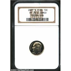 2001-S 10C Clad PR70 W Cameo NGC. Monumentally impressed with light golden toning and splendid contr