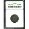 Image 1 : 1875 20C AU50 ANACS. The obverse has dusky cobalt-blue and russet patina, while the reverse has a br