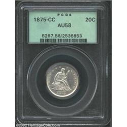 1875-CC 20C AU58 PCGS. A brilliant representative that has abundant bright luster across the margins