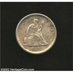 1875-S 20C AU50 Graffiti Uncertified. Light golden-brown patina graces this sharply detailed example