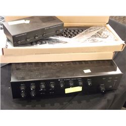 2 KEYBOARDS, TOA AMP, MONOPRICE FOUR CHANNEL SPEAKER SYSTEM