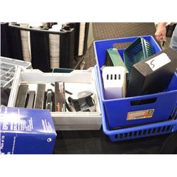 STAPLERS, HOLE PUNCHES, STAMPS, BASKETS, AND TRAYS