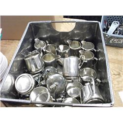 EPNS TEAPOTS, CREAMERS, AND SUGAR BOWLS - CONTENTS OF METAL BIN