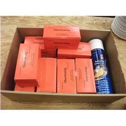 SHORTENING (8 PACKAGES) AND PAN COATING (1 CAN) - CONTENTS OF BOX