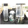 Image 1 : JUICE DISPENSER WITH ICE CUBE RESEVOIR, JUICE PITCHER WITH ICE RESEVOIR, TALL GLASS VASE - THREE PIE
