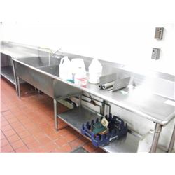 A12 - STAINLESS STEEL DOUBLE SINK WITH 9' RUN OFF