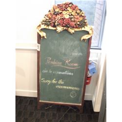 FLORAL FRAMED CHAULKBOARD WITH STAND