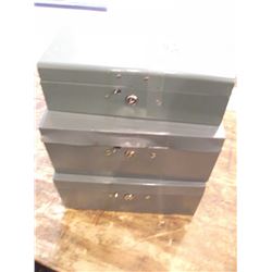METAL CASH BOXES WITH TRAYS (3)