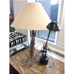 BLACK DESK LAMP AND IRON TABLE LAMP WITH SHADE