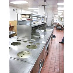 A16 - QUEST STEAM TABLE WITH (7 WELLS), DOUBLE OVERSHELF, 2 STRIP HEATERS