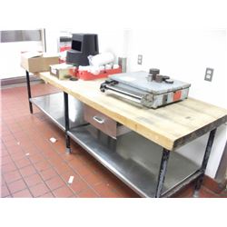 J - BUTCHER BLOCK TABLE WITH STAINLESS STEEL BOTTOM