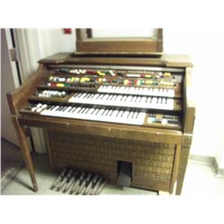 ELECTONE ELECTRIC ORGAN, STOOL, AND 4 WHEEL CART