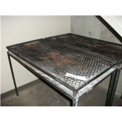 TWO GRILL TOPS, FOUR TABLE LEGS