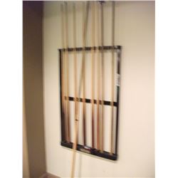 BRUNSWICK CUE HOLDER AND CUES