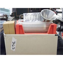 STACKING TRAYS, GRATERS, FUNNELS, ETC - CONTENTS OF BOX