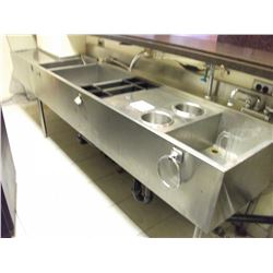 A54 - STAINLESS STEEL BAR SINK WITH WELLS AND 3' EXTENSION