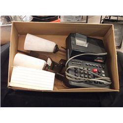 CALCULATOR, TWO WALL MOUNTED LAMPS, MISC - BOX