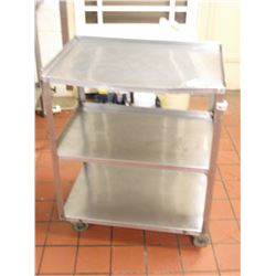 STAINLESS STEEL THREE SHELF ROLLING CART