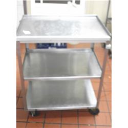 STAINLESS STEEL THREE SHELF ROLLING CART