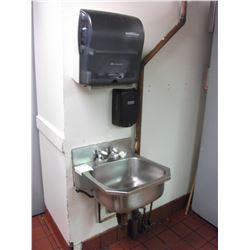 OO - STAINLESS STEEL SINGLE HAND WASHING SINK, TOWEL DISPENSER AND SOAP DISPENSER