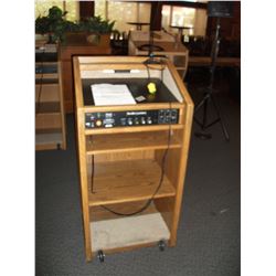 PODIUM WITH SEVILLE LECTERN AMP, MICROPHONE AND CABLE