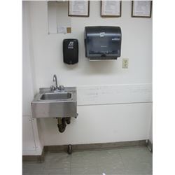 A56 - STAINLESS STEEL HAND WASHING SINK, PAPER TOWEL DISPENSER AND SOAP DISPENSER