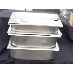 STAINLESS STEEL STEAM TABLE INSERTS WITH LIDS (X3)