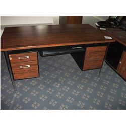 DOUBLE PEDESTAL METAL FRAMED DESK AND CREDENZA