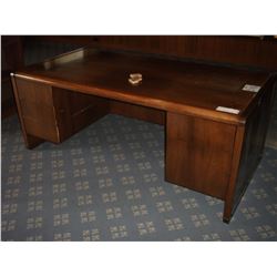 DOUBLE PEDESTAL WOOD STYLE DESK AND CREDENZA