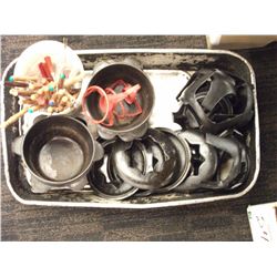 CAST IRON POTS WITH LIDS, FONDUE FORKS - PAN