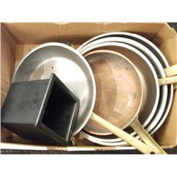 FRYING PANS (5), UNTENSIL HOLDER - BOX